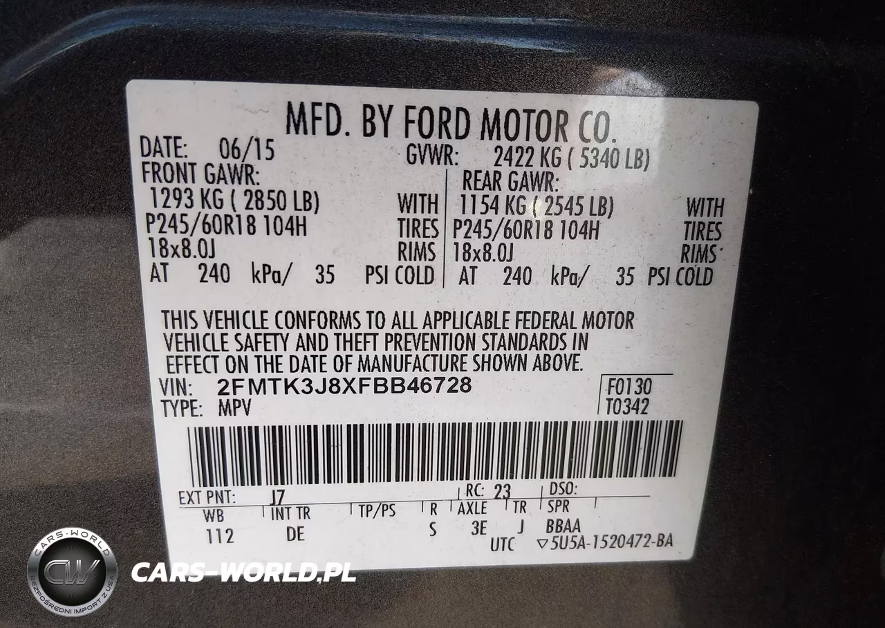 2015 Ford Edge Sel VIN:2FMTK3J8XFBB46728 - 9