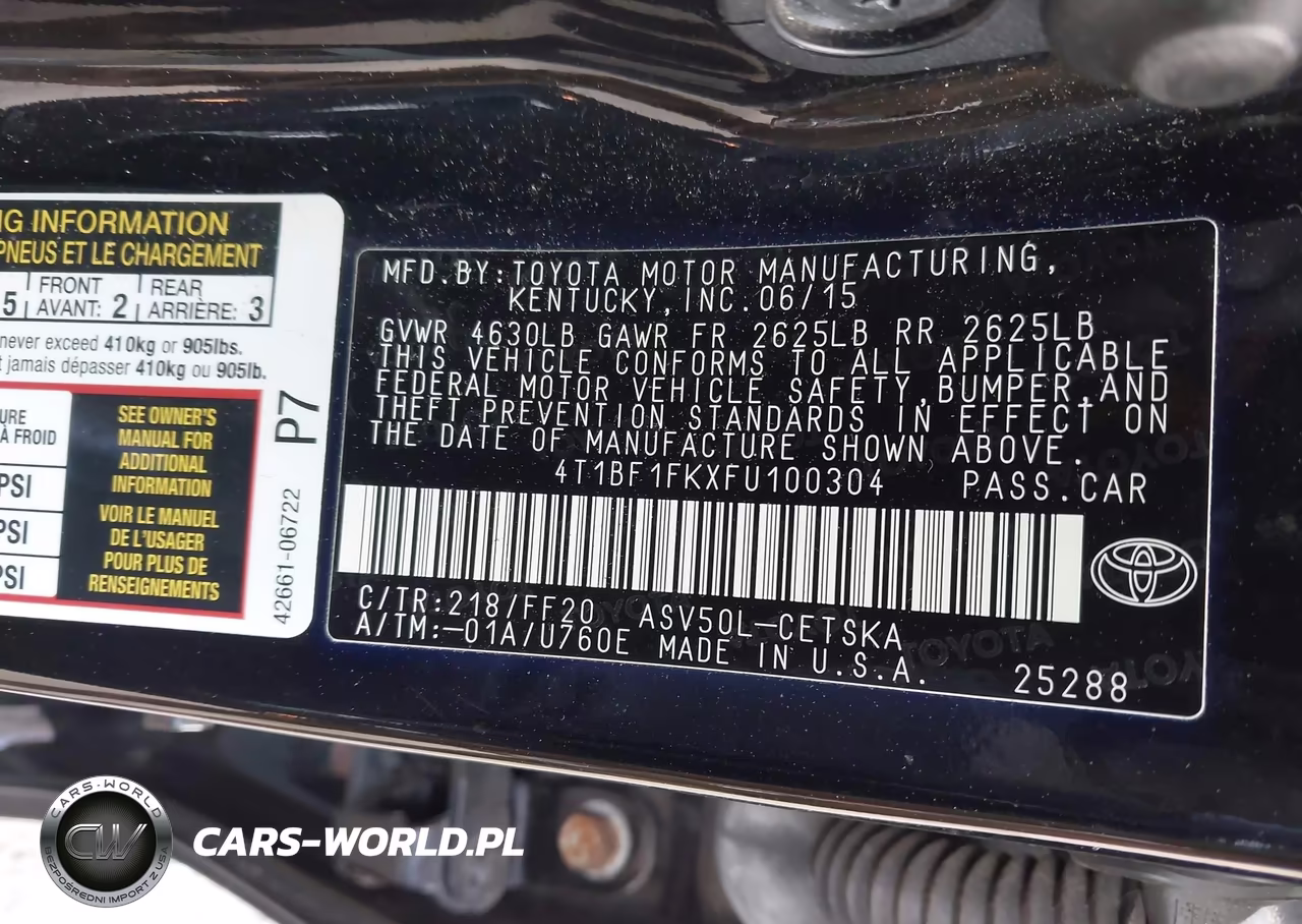 2015 Toyota Camry Se VIN:4T1BF1FKXFU100304 - 9
