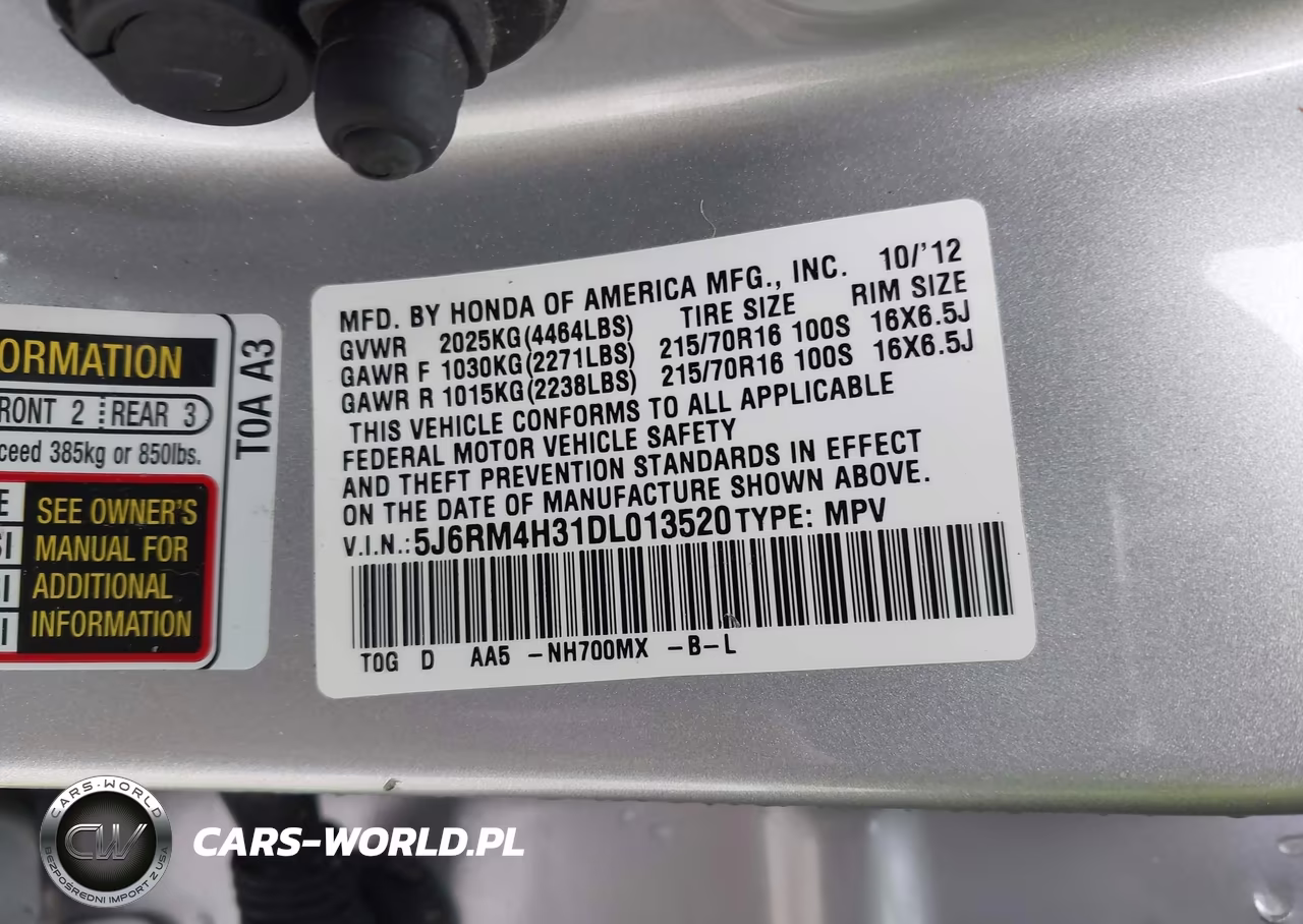 2013 Honda Cr-V Lx VIN:5J6RM4H31DL013520 - 9