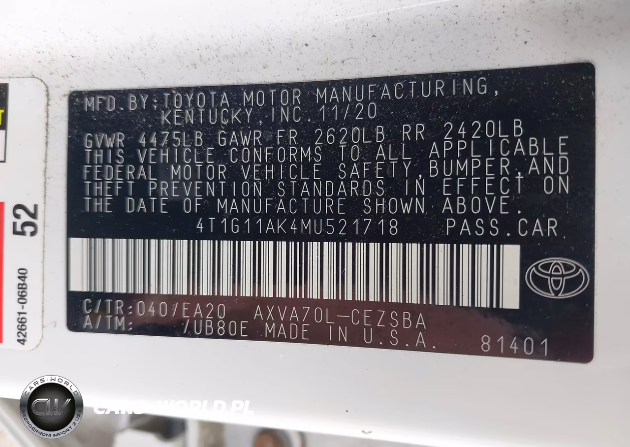 2021 Toyota Camry Se VIN:4T1G11AK4MU521718 - 9