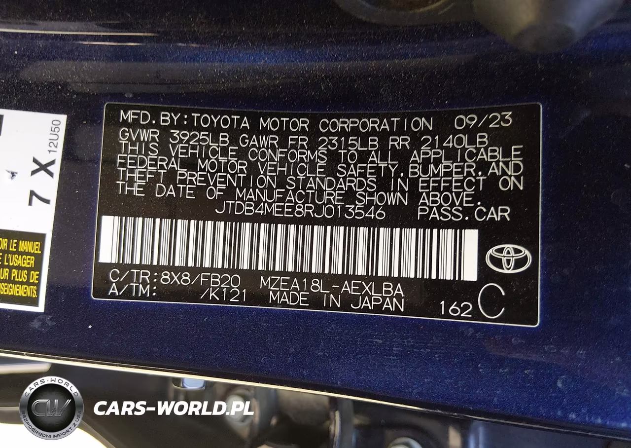 2024 Toyota Corolla Le VIN:JTDB4MEE8RJ013546 - 9