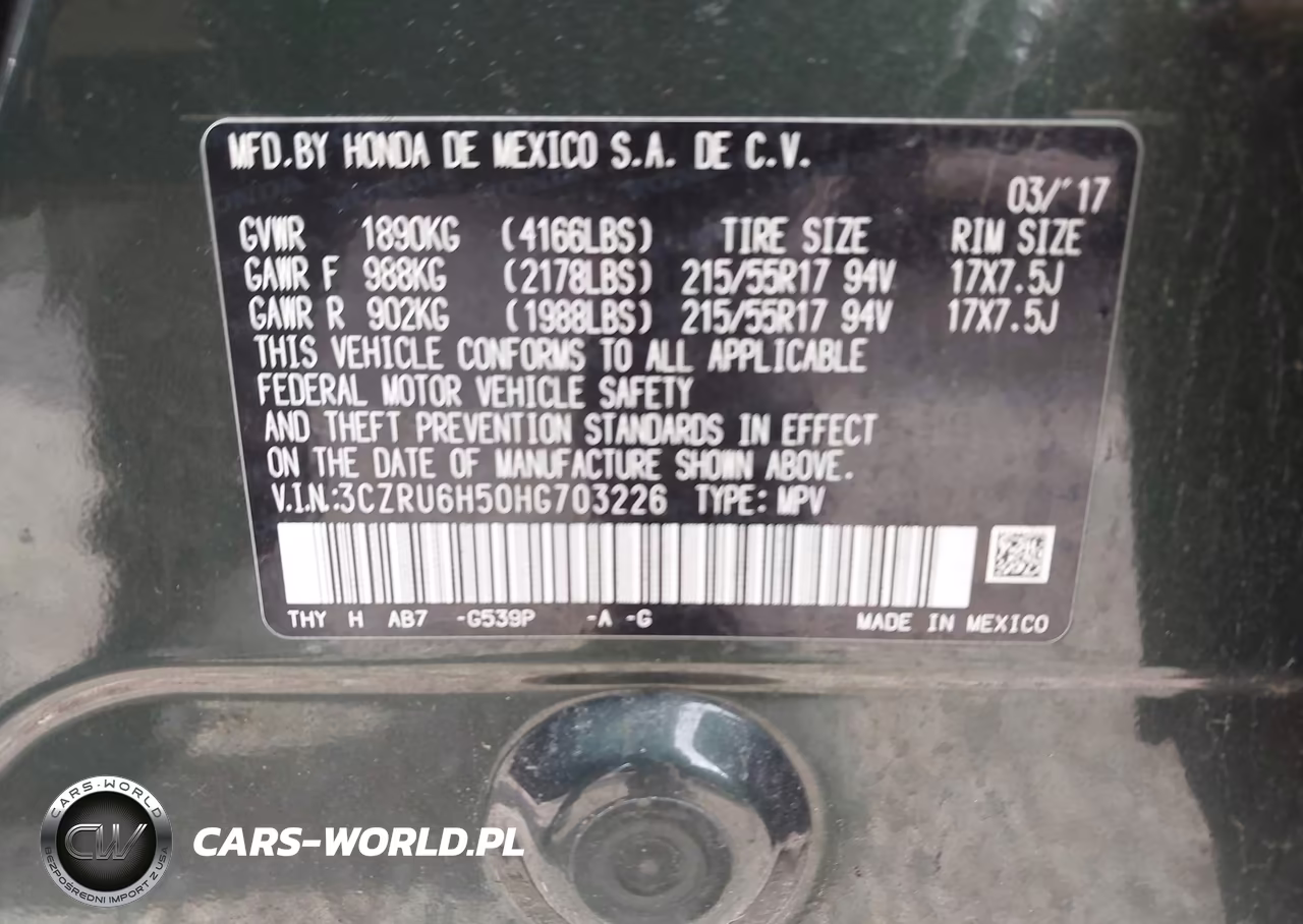 2017 Honda Hr-V Ex VIN:3CZRU6H50HG703226 - 9