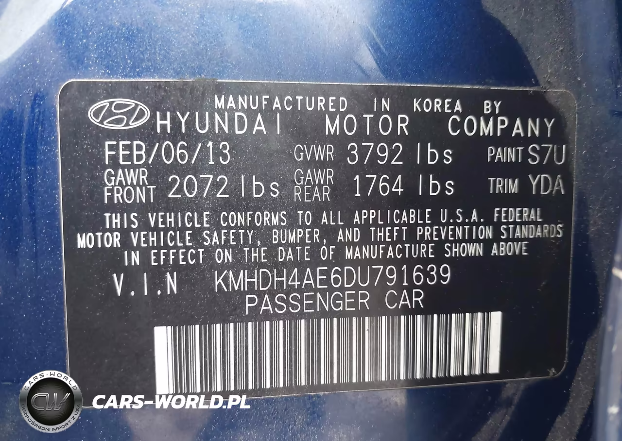 2013 Hyundai Elantra Gls (Ulsan Plant) VIN:KMHDH4AE6DU791639 - 9