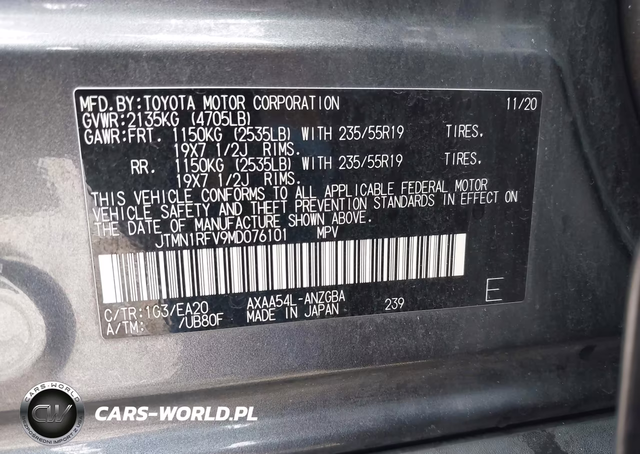 2021 Toyota Rav4 Limited VIN:JTMN1RFV9MD076101 - 9