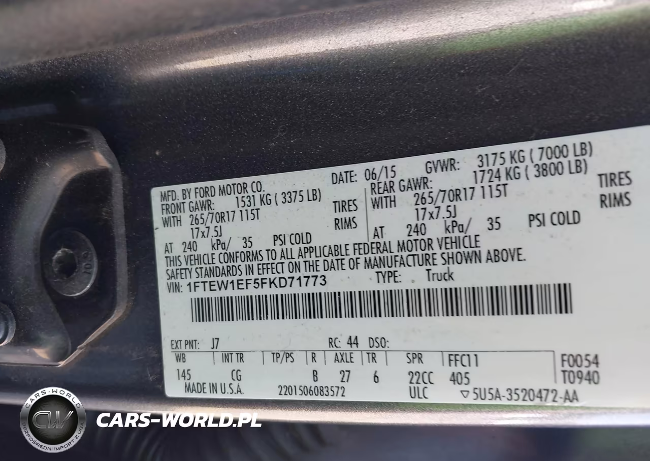 2015 Ford F-150 Xl VIN:1FTEW1EF5FKD71773 - 9