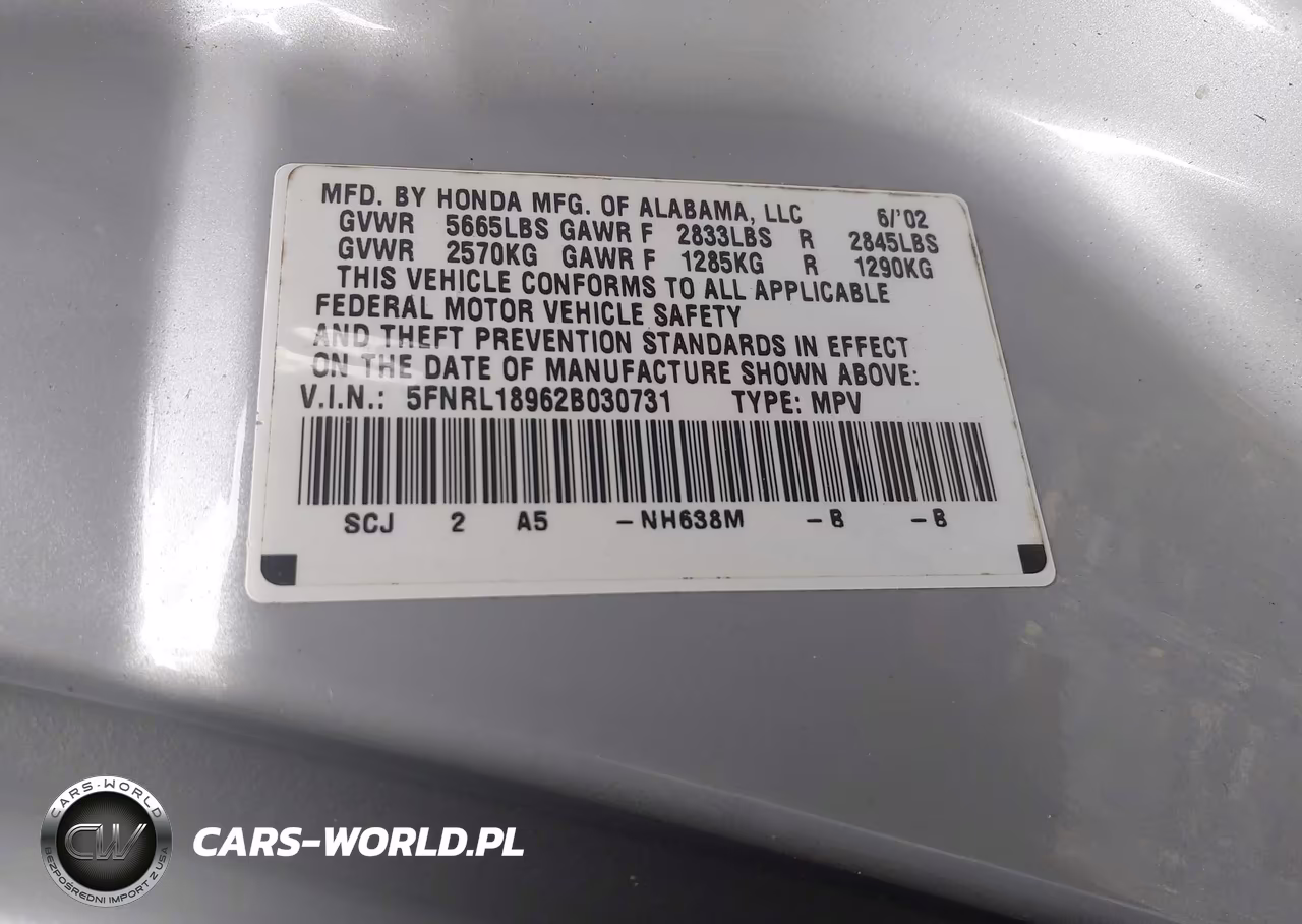 2002 Honda Odyssey Ex-L VIN:5FNRL18962B030731 - 9