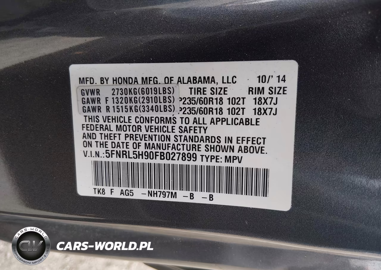 2015 Honda Odyssey Touring-Touring Elite VIN:5FNRL5H90FB027899 - 9