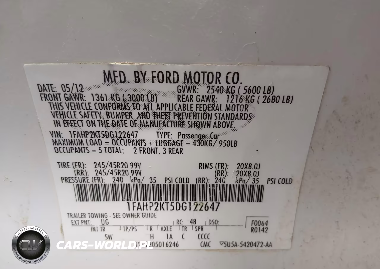 2013 Ford Taurus Sho VIN:1FAHP2KT5DG122647 - 9