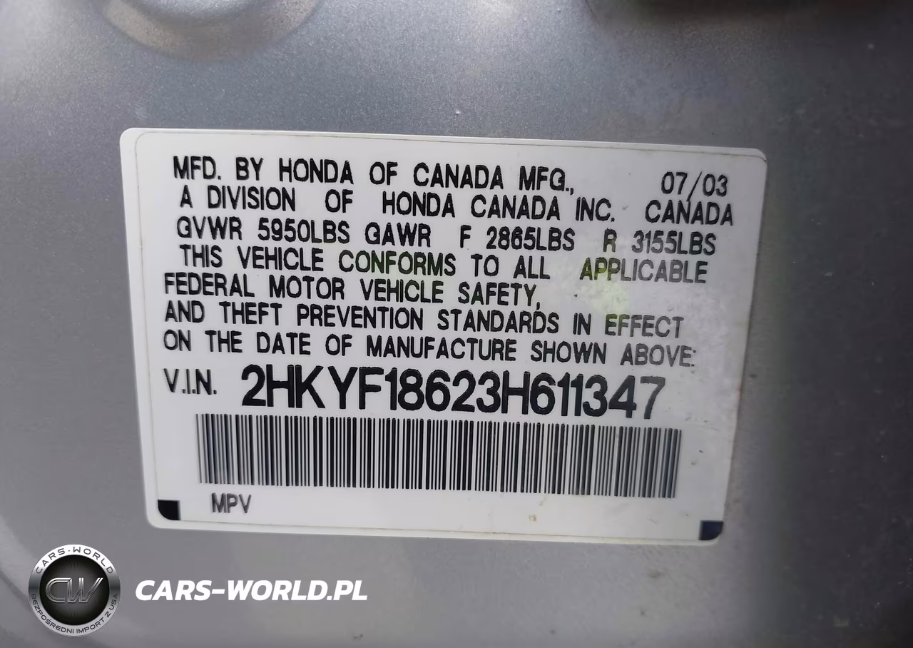 2003 Honda Pilot Ex-L VIN:2HKYF18623H611347 - 9