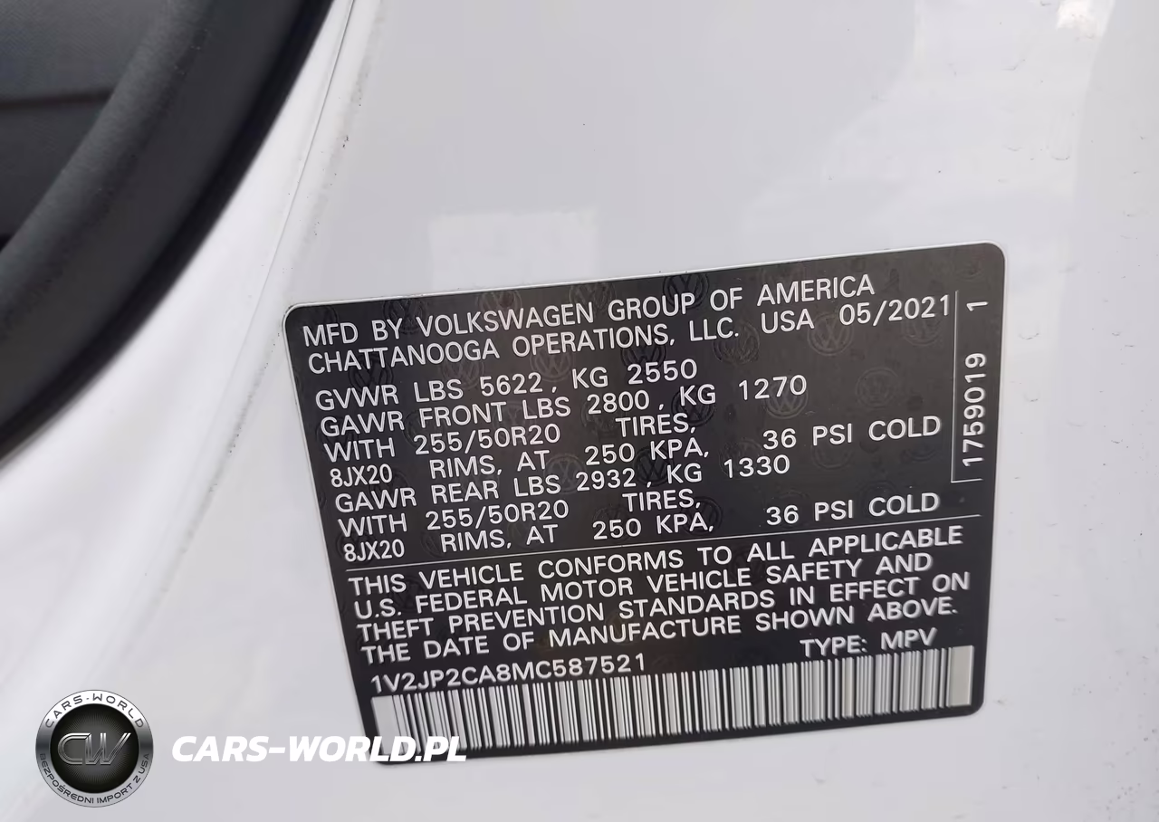2021 Volkswagen Atlas 2.0T Se W-Technology VIN:1V2JP2CA8MC587521 - 9