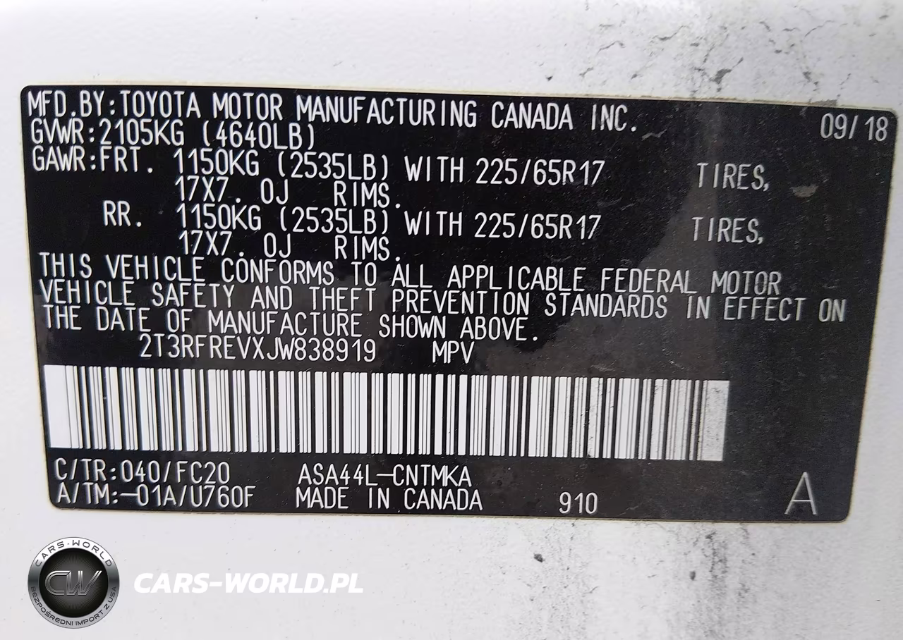 2018 Toyota Rav4 Xle VIN:2T3RFREVXJW838919 - 9