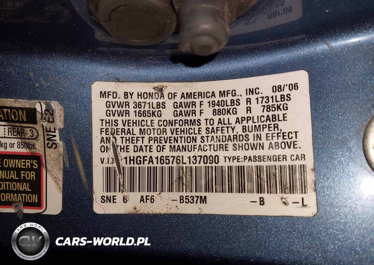 2006 Honda Civic Lx VIN:1HGFA16576L137090 - 9