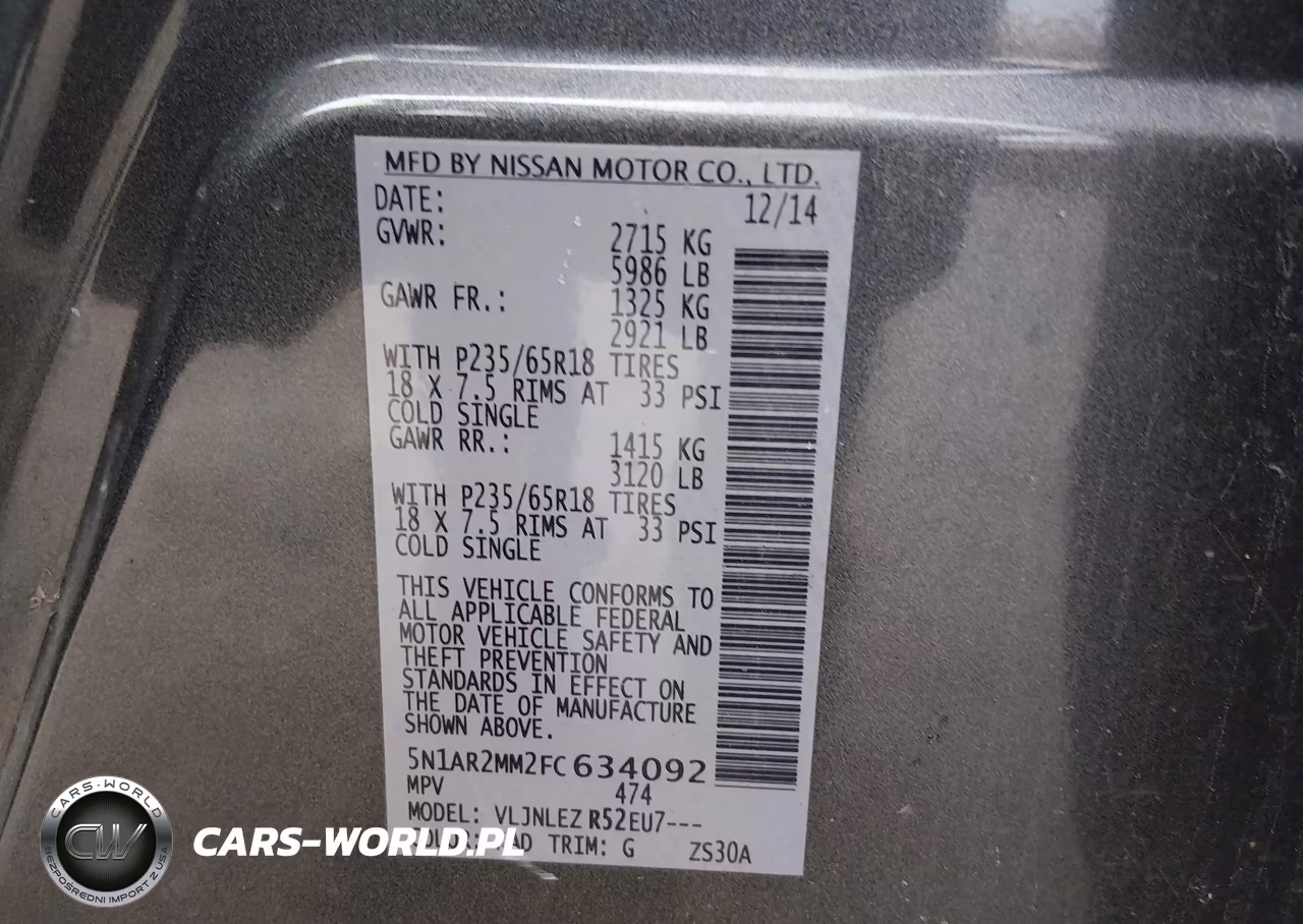 2015 Nissan Pathfinder Sv VIN:5N1AR2MM2FC634092 - 9