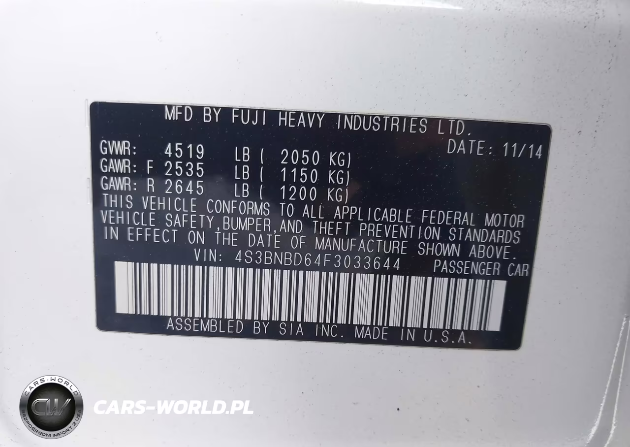 2015 Subaru Legacy 2.5I Premium VIN:4S3BNBD64F3033644 - 9