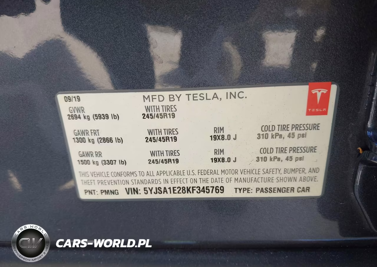 2019 Tesla Model S 100D-75D-Long Range-Standard Range VIN:5YJSA1E28KF345769 - 9