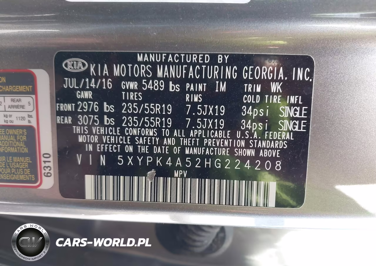 2017 Kia Sorento 3.3L Sx VIN:5XYPK4A52HG224208 - 9