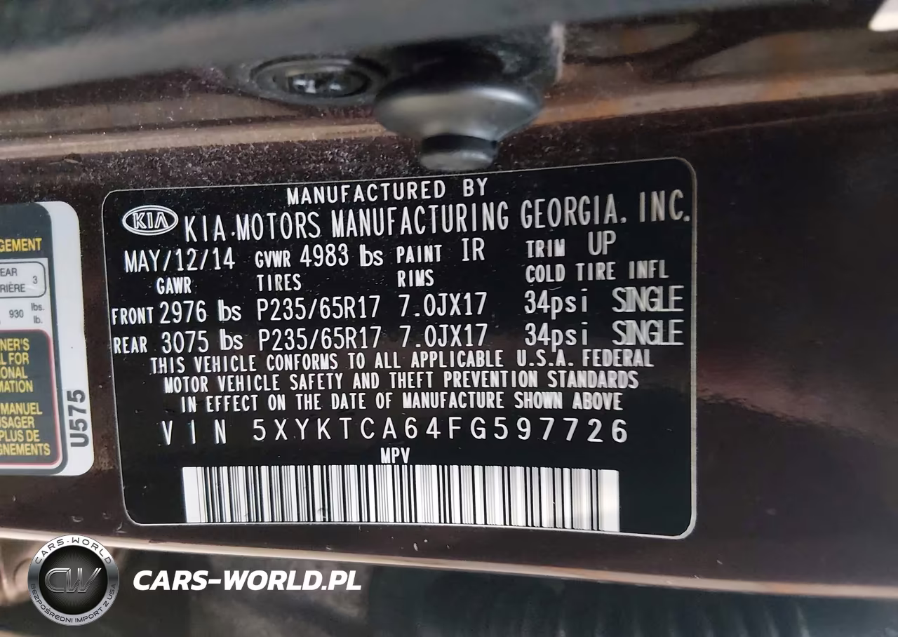 2015 Kia Sorento Lx VIN:5XYKTCA64FG597726 - 9