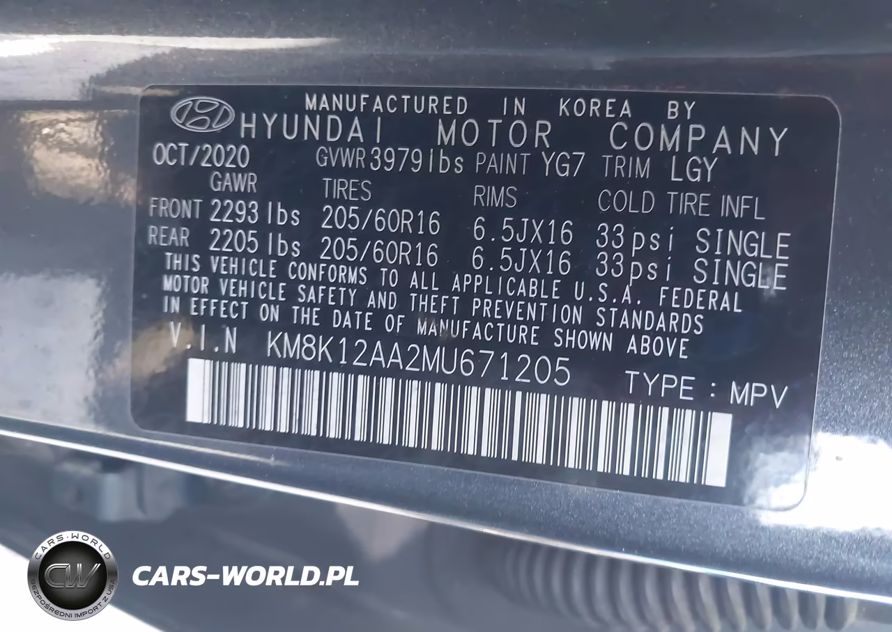 2021 Hyundai Kona Se VIN:KM8K12AA2MU671205 - 9