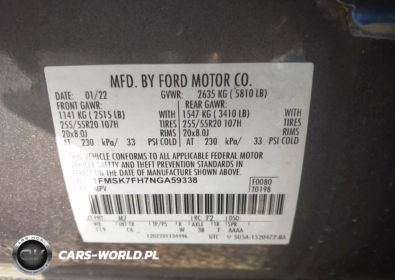 2022 Ford Explorer Limited VIN:1FMSK7FH7NGA59338 - 9