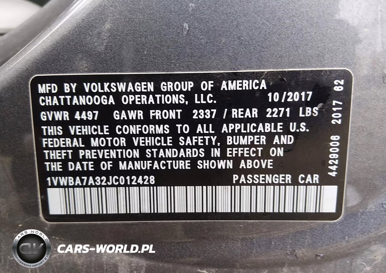 2018 Volkswagen Passat 2.0T Se VIN:1VWBA7A32JC012428 - 9