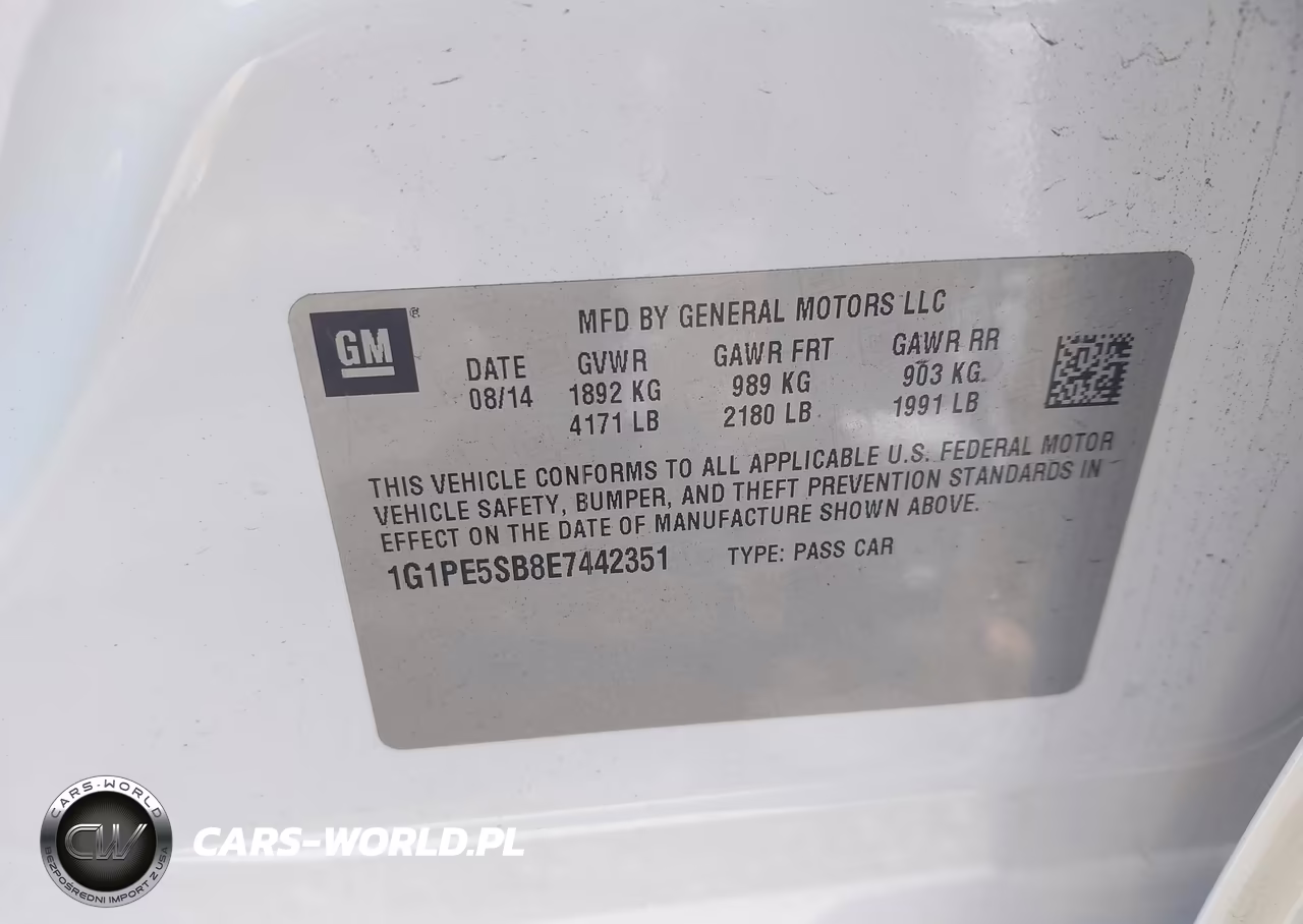 2014 Chevrolet Cruze 2Lt Auto VIN:1G1PE5SB8E7442351 - 9
