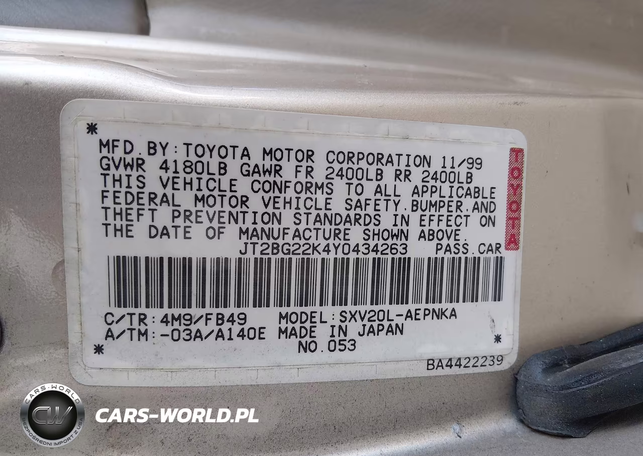 2000 Toyota Camry Le VIN:JT2BG22K4Y0434263 - 9