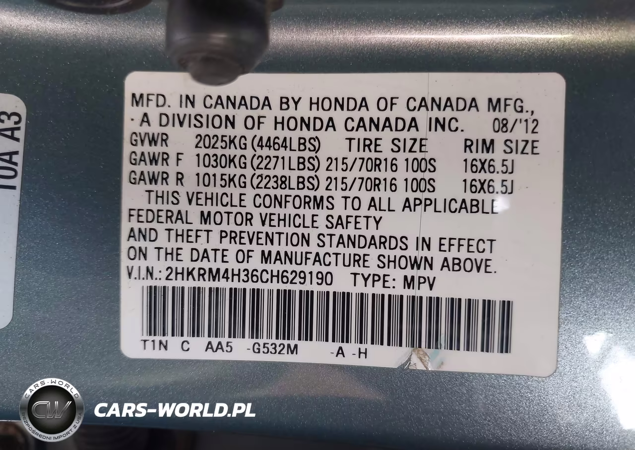 2012 Honda Cr-V Lx VIN:2HKRM4H36CH629190 - 9