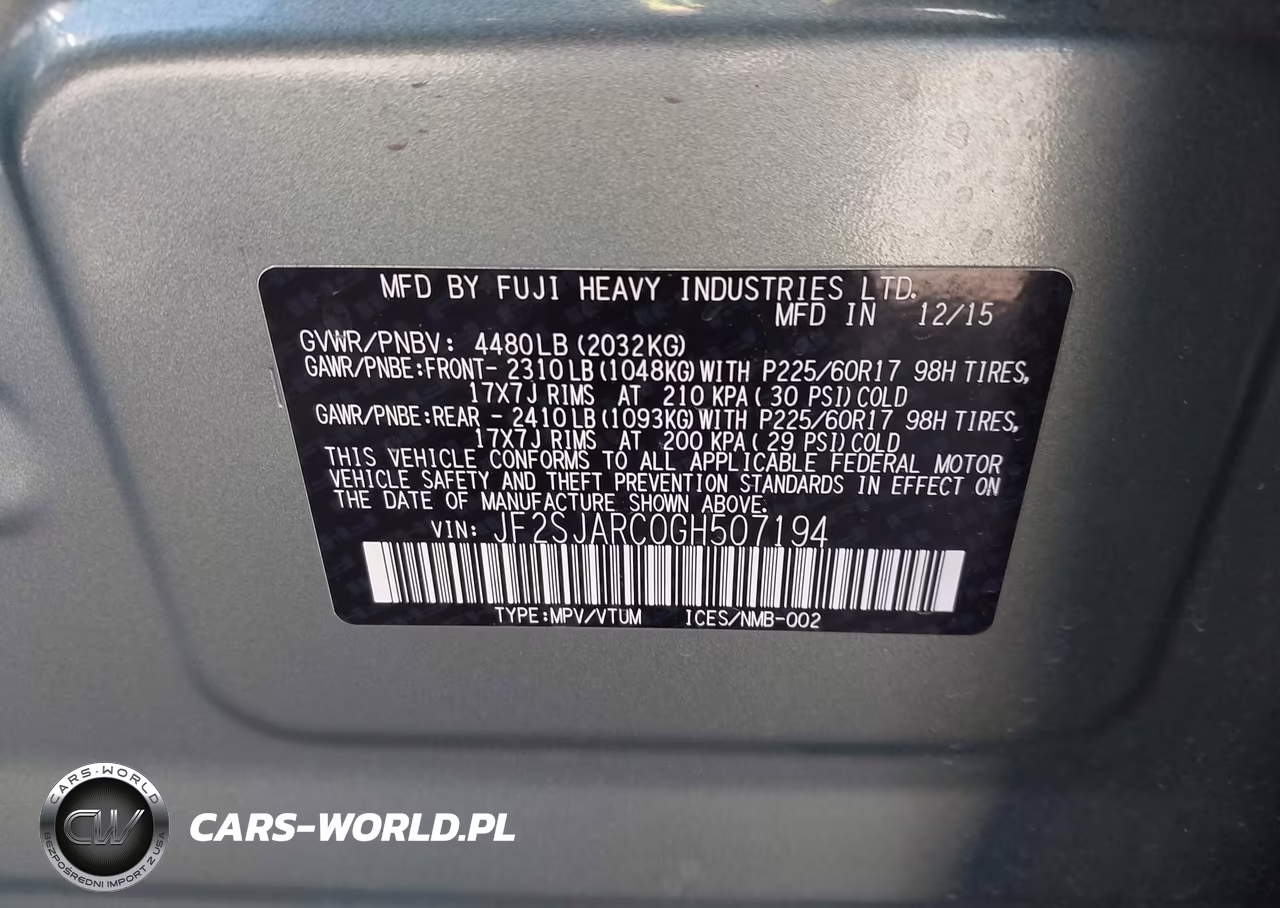 2016 Subaru Forester 2.5I Limited VIN:JF2SJARC0GH507194 - 9