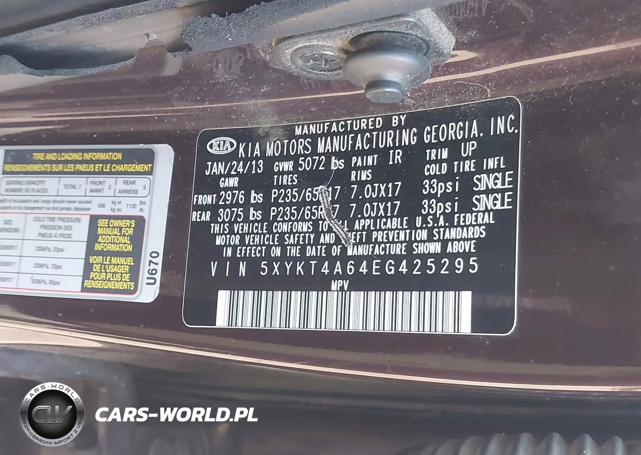 2014 Kia Sorento Lx VIN:5XYKT4A64EG425295 - 9