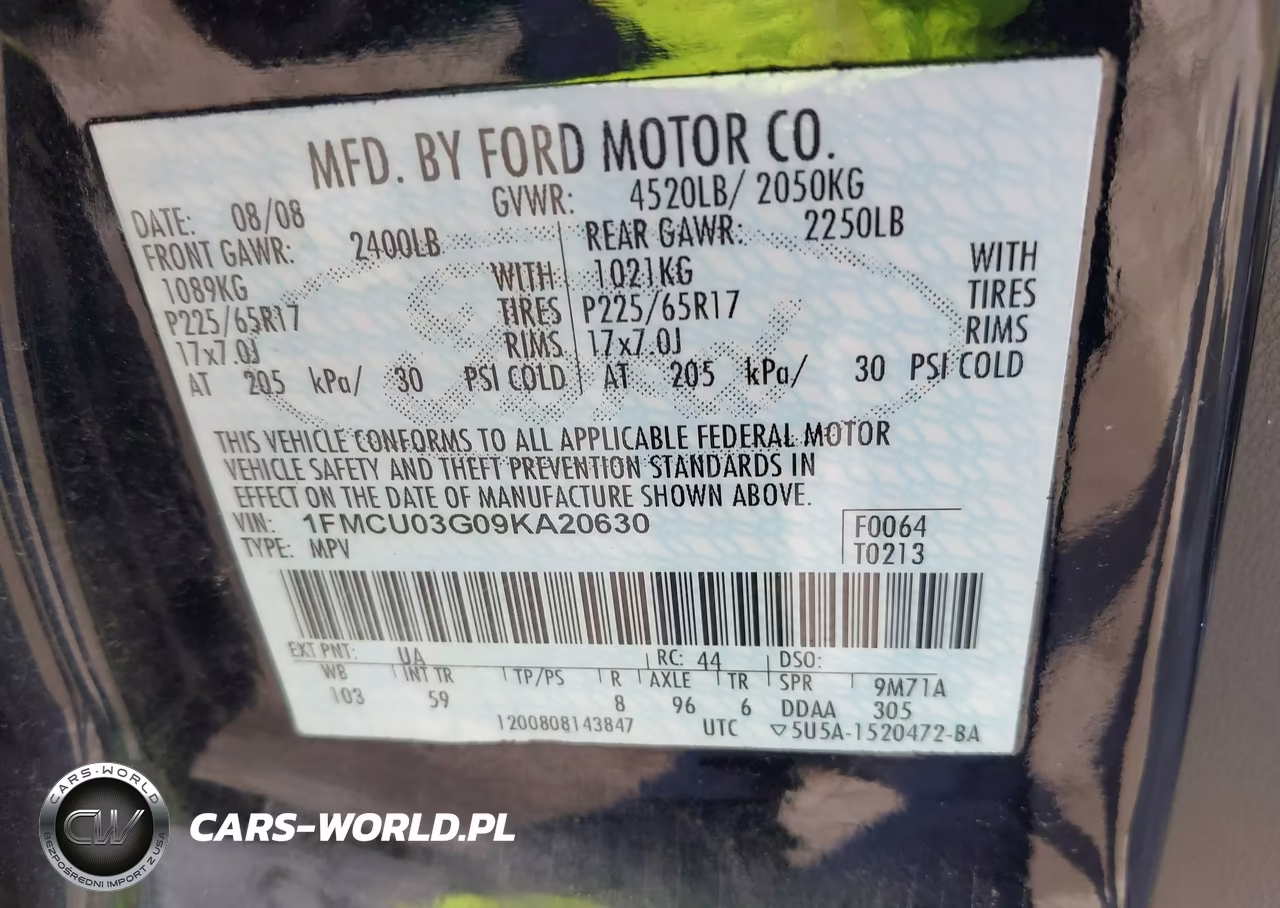 2009 Ford Escape Xlt VIN:1FMCU03G09KA20630 - 9