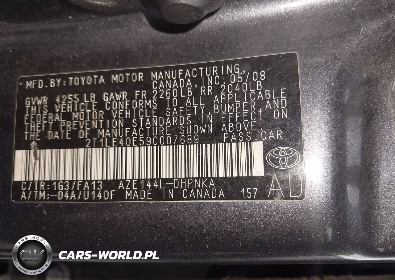 2009 Toyota Matrix S VIN:2T1LE40E59C007689 - 9