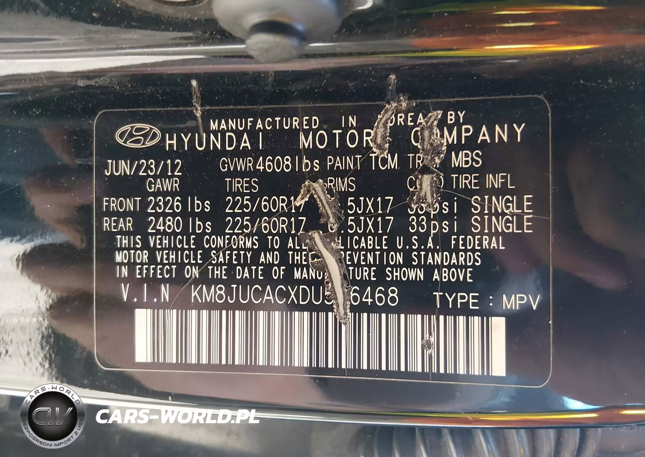 2013 Hyundai Tucson Gls VIN:KM8JUCACXDU566468 - 9