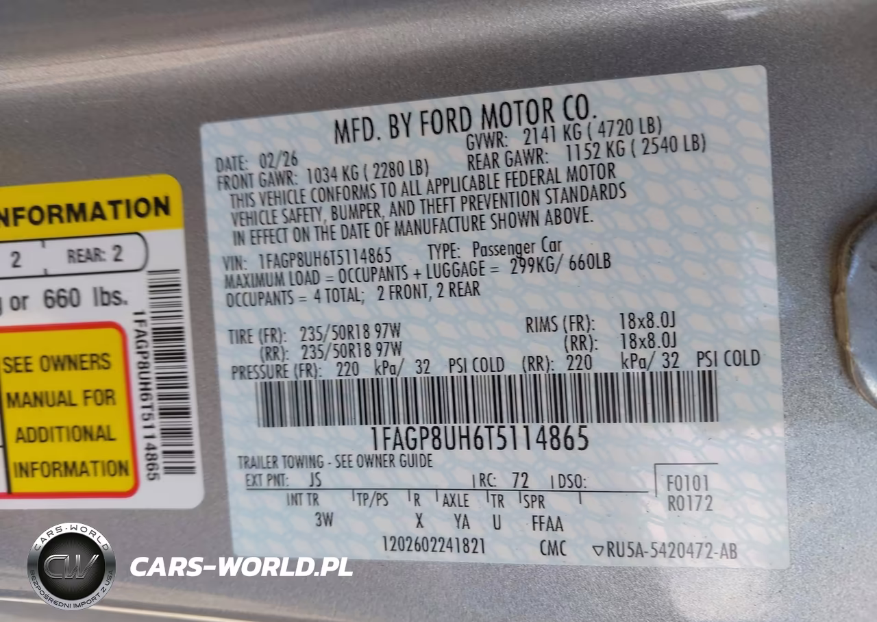 2026 Ford Mustang Ecoboost Premium VIN:1FAGP8UH6T5114865 - 9