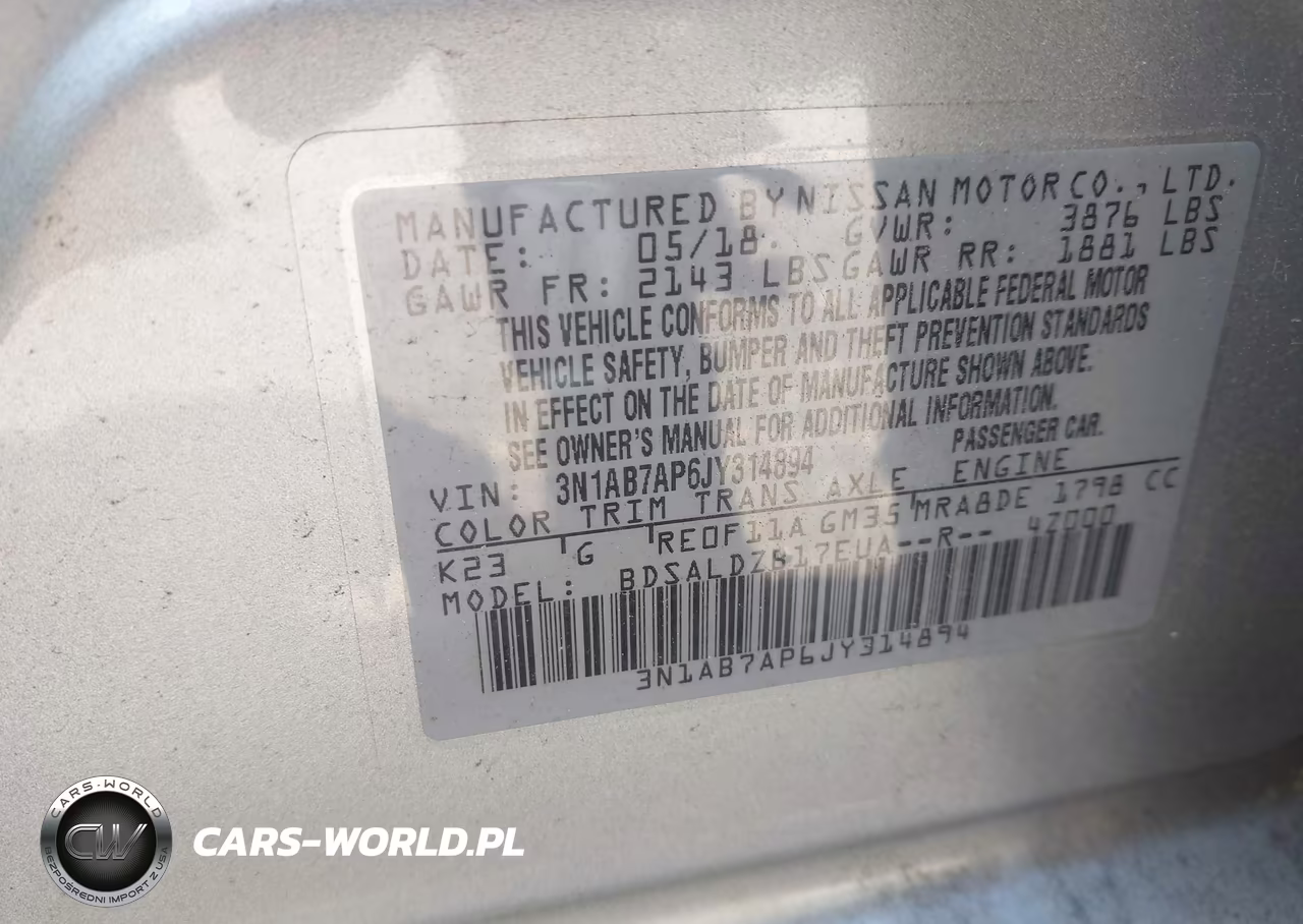2018 Nissan Sentra Sv VIN:3N1AB7AP6JY314894 - 9