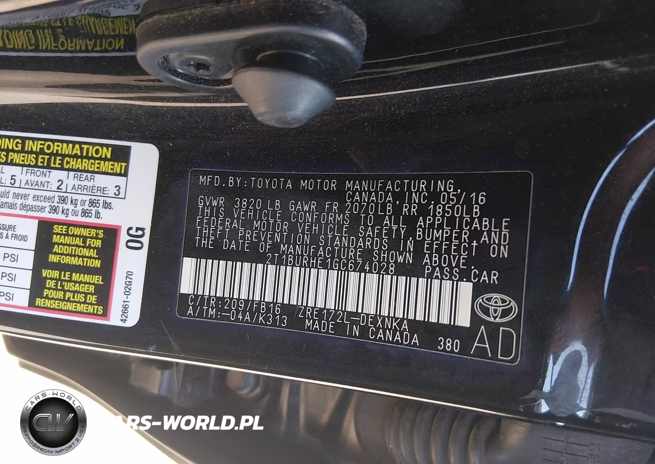 2016 Toyota Corolla Le VIN:2T1BURHE1GC674028 - 9