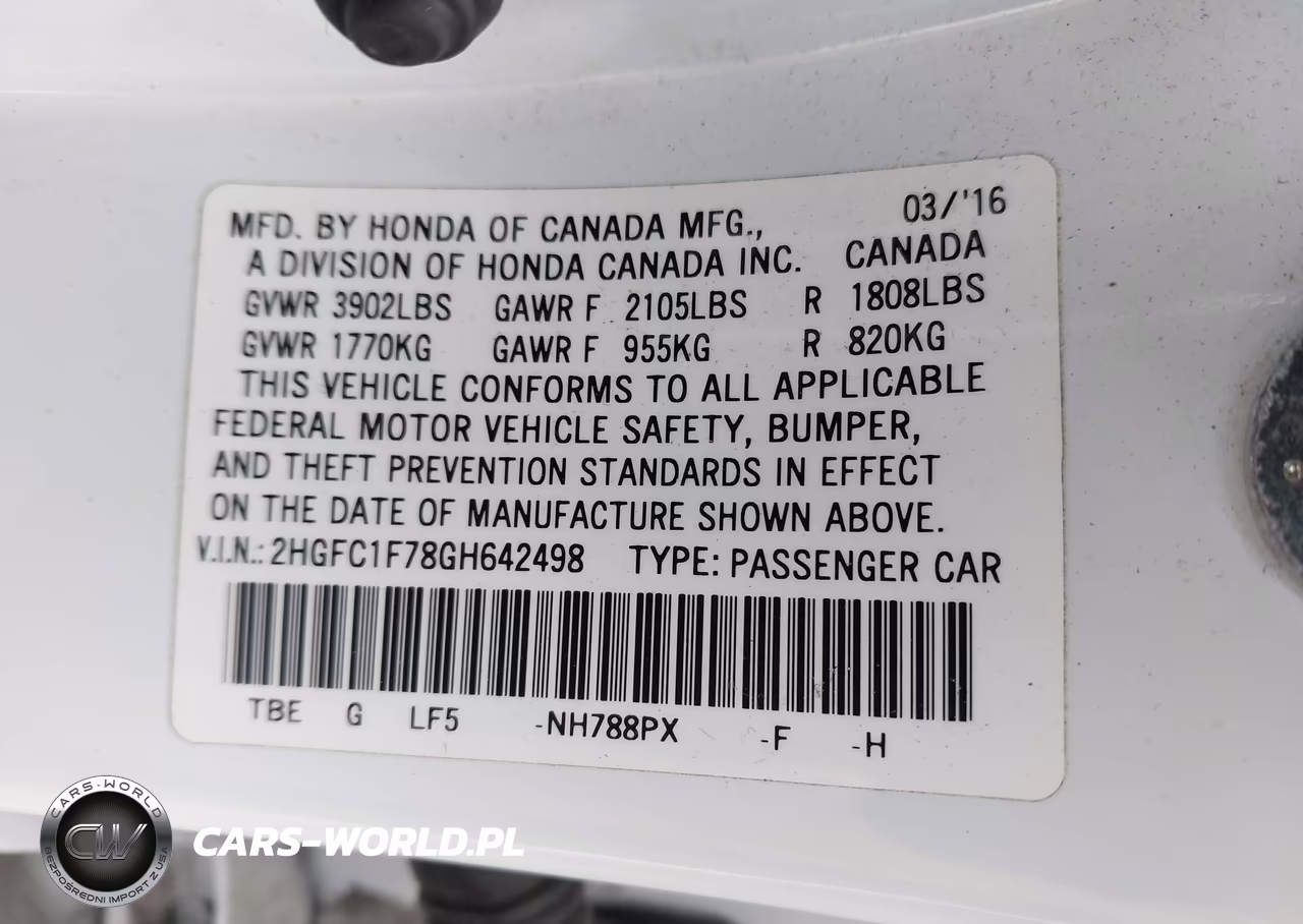 2016 Honda Civic Ex-L VIN:2HGFC1F78GH642498 - 9