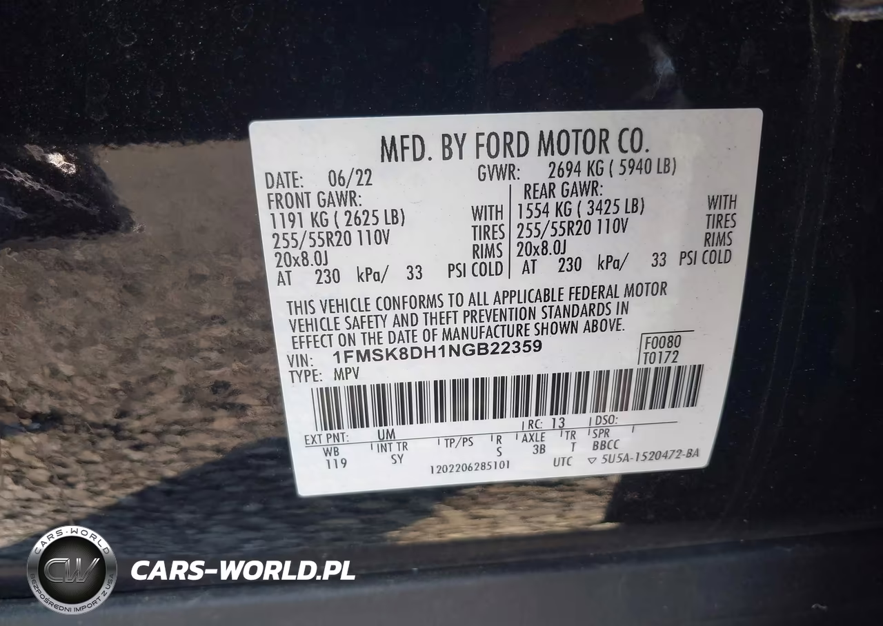 2022 Ford Explorer Xlt VIN:1FMSK8DH1NGB22359 - 9