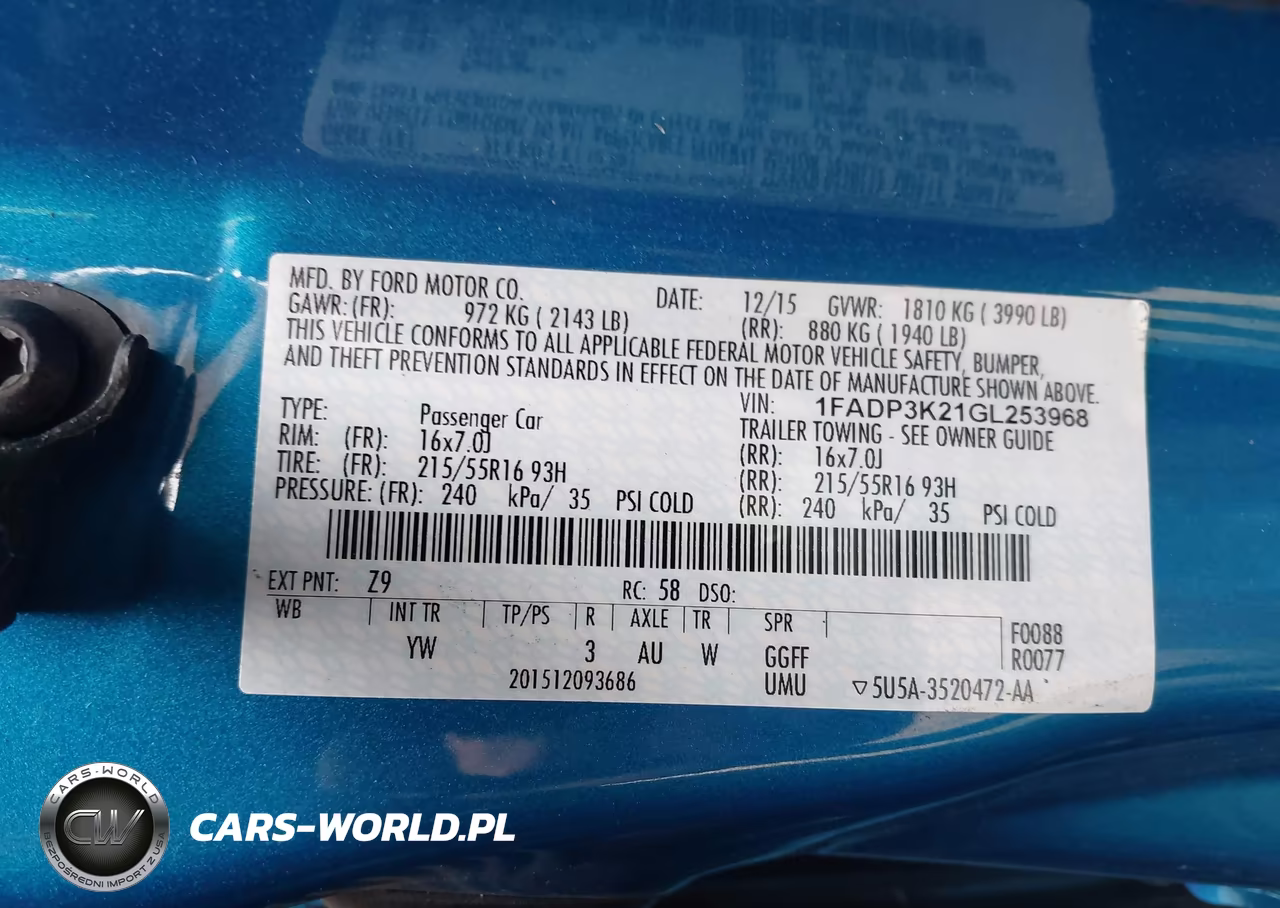 2016 Ford Focus Se VIN:1FADP3K21GL253968 - 9