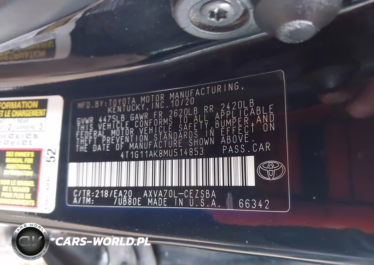 2021 Toyota Camry Se VIN:4T1G11AK8MU514853 - 9