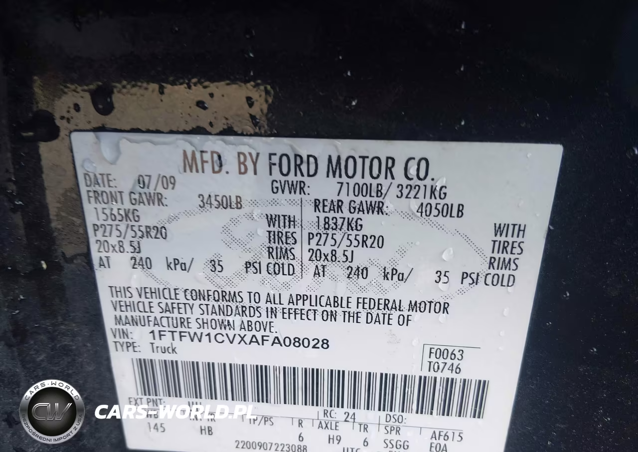 2010 Ford F-150 Lariat VIN:1FTFW1CVXAFA08028 - 9