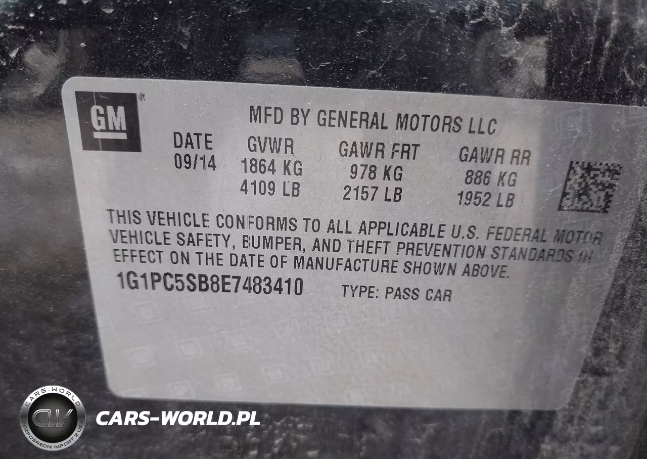 2014 Chevrolet Cruze 1Lt Auto VIN:1G1PC5SB8E7483410 - 9