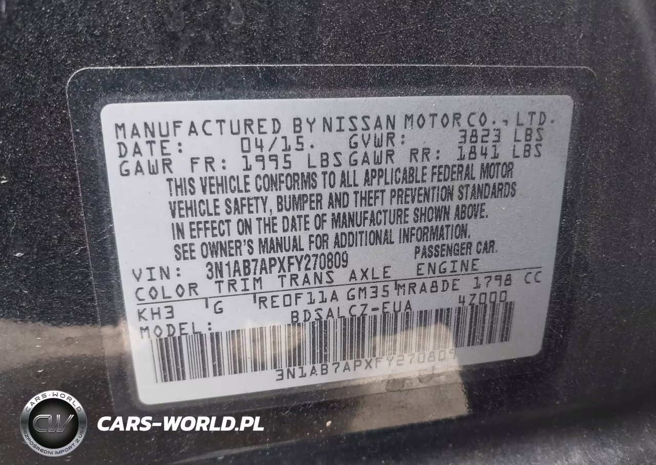 2015 Nissan Sentra S VIN:3N1AB7APXFY270809 - 9