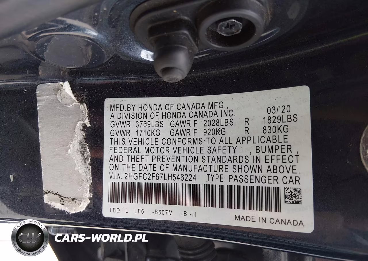2020 Honda Civic Lx VIN:2HGFC2F67LH546224 - 9