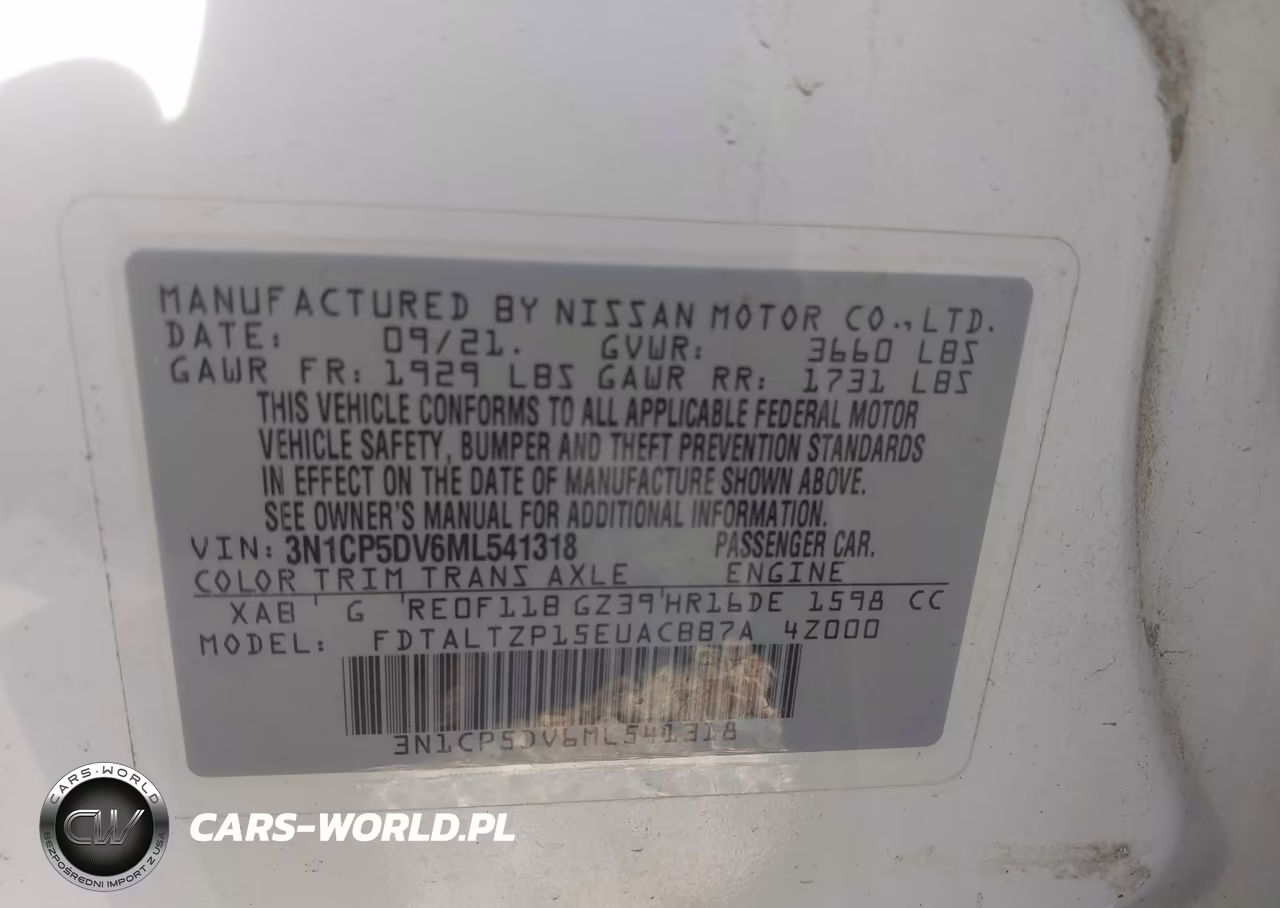 2021 Nissan Kicks Sr Xtronic Cvt VIN:3N1CP5DV6ML541318 - 9