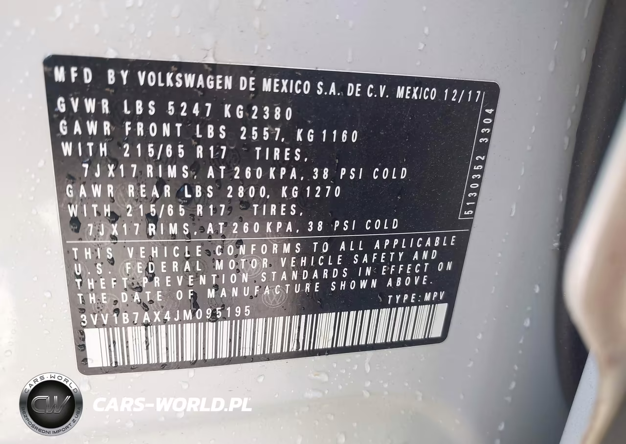 2018 Volkswagen Tiguan 2.0T S VIN:3VV1B7AX4JM095195 - 9