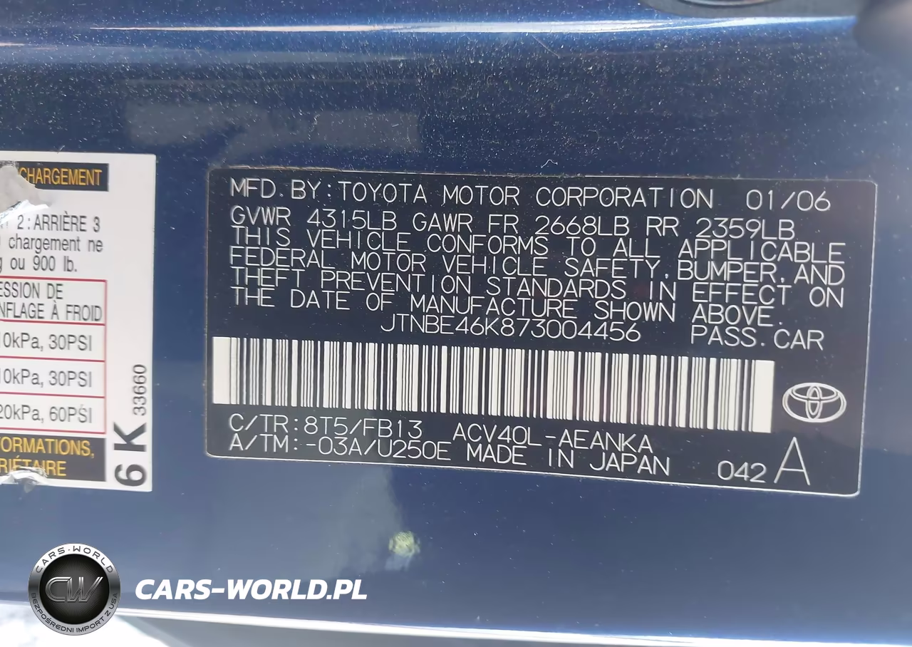 2007 Toyota Camry Ce VIN:JTNBE46K873004456 - 9