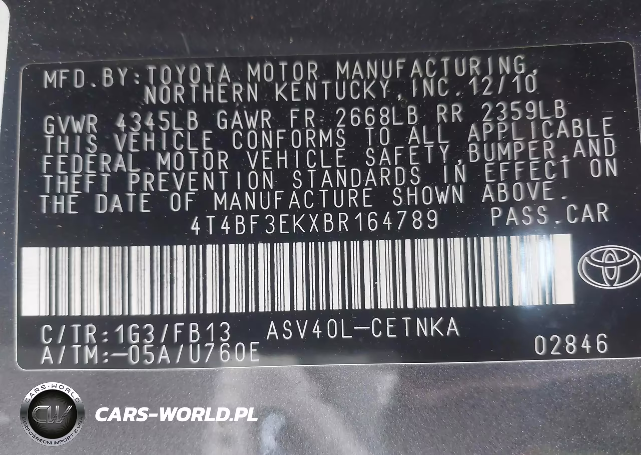 2011 Toyota Camry Le VIN:4T4BF3EKXBR164789 - 9