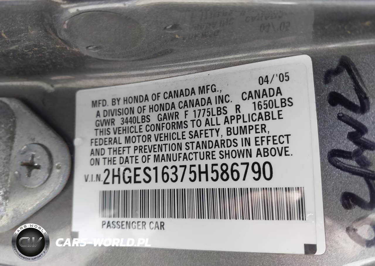 2005 Honda Civic Vp VIN:2HGES16375H586790 - 9