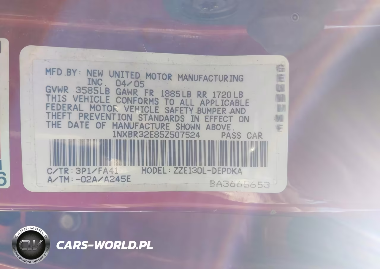 2005 Toyota Corolla Ce VIN:1NXBR32E85Z507524 - 9