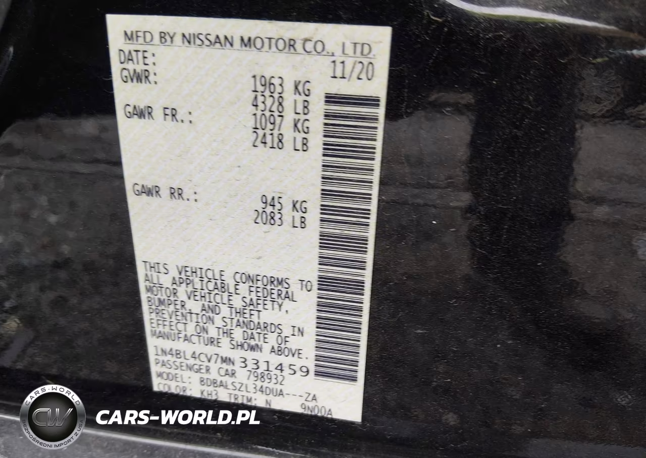 2021 Nissan Altima 2.5 Sr VIN:1N4BL4CV7MN331459 - 9